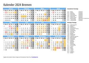 Kalender 2024 Bremen Schulferien