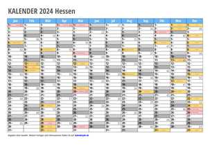 Kalender 2024 Hessen Monate