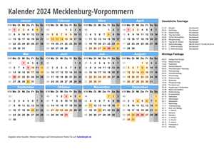 Kalender 2024 Mecklenburg-Vorpommern Schulferien