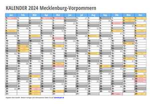 Kalender 2024 Mecklenburg-Vorpommern Monate