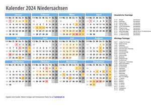 Kalender 2024 Niedersachsen Schulferien