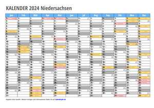 Kalender 2024 Niedersachsen Monate