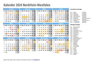 Kalender 2024 NRW Schulferien