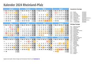 Kalender 2024 Rheinland-Pfalz Schulferien