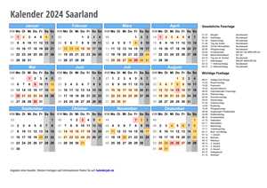 Kalender 2024 Saarland Schulferien
