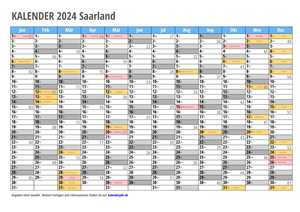 Kalender 2024 Saarland Monate