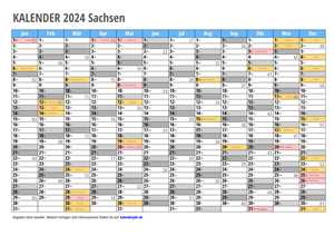 Kalender 2024 Sachsen Monate